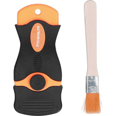Grattoir manuel à lame unique pour étiquettes, colle et mastic, avec brosse et pelle de nettoyage. (1/5)