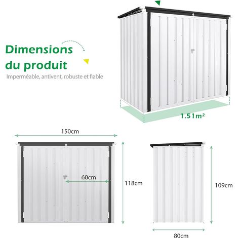 YODOLLA Cache Poubelle Exterieur en Métal, Abri pour 2 Poubelles 240L, Rangement Exterieur pour Outils, Blanc
