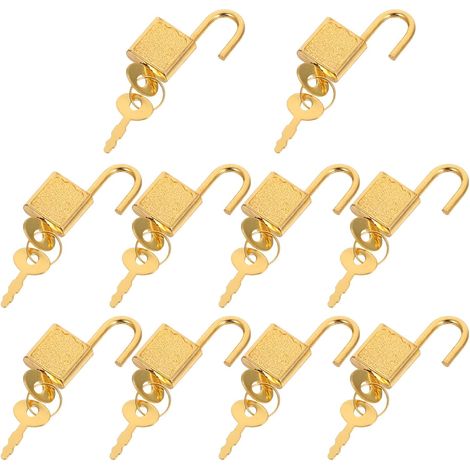 cadenas en métal avec clé dorée pour coffres en bois et