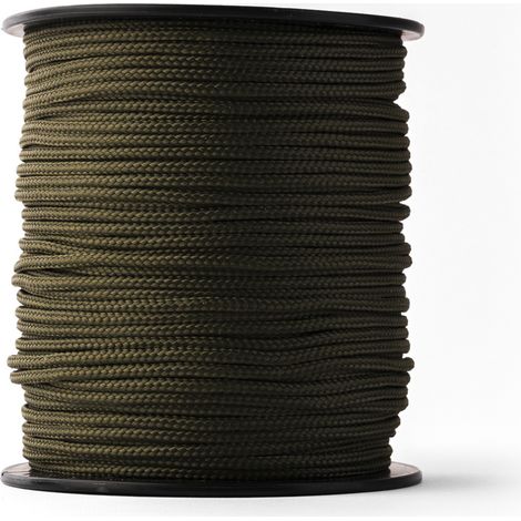 SNURO Corde Polyester Tressée (3 mm x 100 m) - Corde verte en Polyester Tressée Robuste pour N'importe quelle Utilisation - Résistante aux Intempéries - Vert Kaki