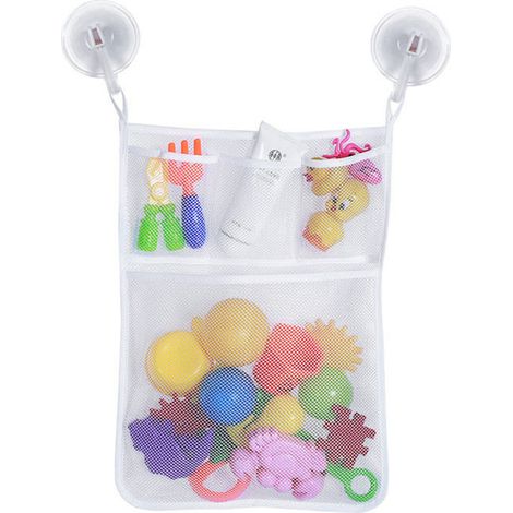 Aufbewahrungsnetz für Babybadespielzeug mit Saugnäpfen, faltbare Dusch-Organizer-Tasche