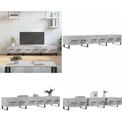 Meuble TV gris béton 150x36x30 cm bois d'ingénierie - Meubles Tv - Meuble Tv - Meuble Multimedia - Meuble Hifi - Rangement Tv - Home & Living (1/5)