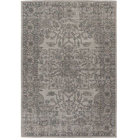 Tapis vintage oriental vert taupe en coton imprimé - 150 x 80 cm (1/4)