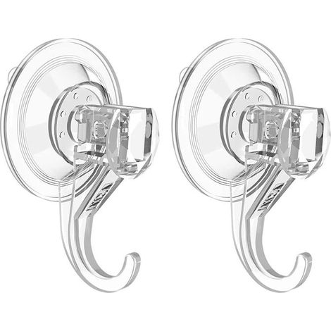 Crochet Ventouses Murale Transparents d’Aspiration, Charge de 3KG, en Plastique Porte Serviette Cintre Entrée Ustensile de Cuisine de Salle de Bain(2 Pack) (1/5)