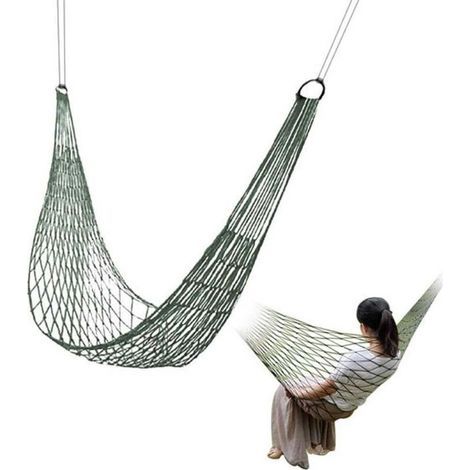 Travel Camping Hamac - Coin Confortable Nylon Mesh Rope Hamac Sleeping Hanging Bed(275x80cm) (1/4)
