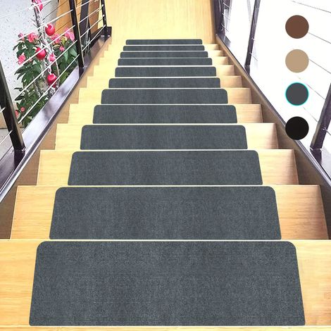 15 Tapis Antidérapants Pour Escaliers, 7022 Cm, Tapis De Marche Intérieur Et Extérieur, Améliore La Sécurité Des Escaliers-Gris (1/5)