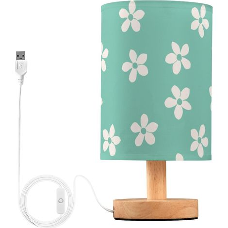 Lampe de chevet à fleurs blanches turquoises pour la maison (1/5)