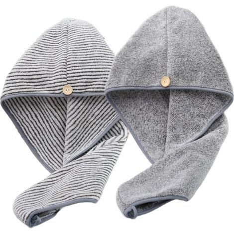 Lot von 2 Turban-Servietten aus feuchter Mikrofaser für die Haare, schnell trocknend (1/5)
