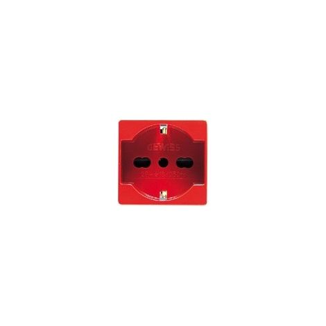 GW20296 Prise standard bivalente italien / allemand 250V 2P+T 16A 2 modules Rouge