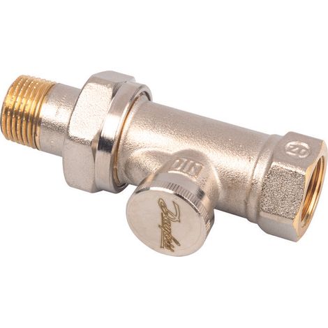Danfoss – Té de réglage RLV-S femelle 3/8' – Raccord laiton nickelé pour isolation et vidange radiateur – Système à visser (1/10)