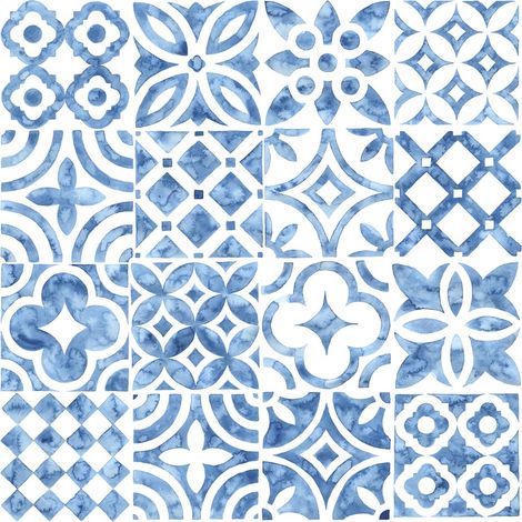 Tela decorativa para exteriores Oxford - Estampado azul portugués I DR133 (1/5)