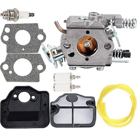 Ensemble carburateur compatible tronçonneuse Husqvarna 36 41 136 137 141 142, pièce détachée robuste pour travaux de coupe et entretien forestier. (1/5)
