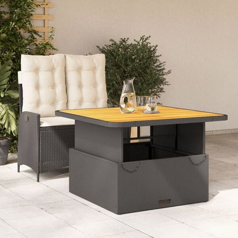 Ensemble Table et Chaises de Jardin 2 Pièces, Résine Tressée Noire avec Coussins (1/5)