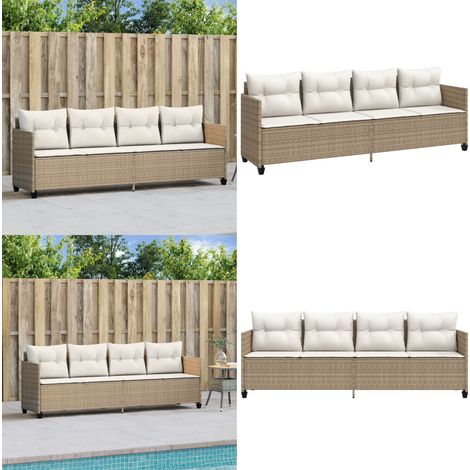 Sonnenliege mit Kissen Beige Poly Rattan - Sonnenliege - Gartenliege - Liege - Outdoor Möbel - Poolside Lounge Chair - Home & Living (1/5)