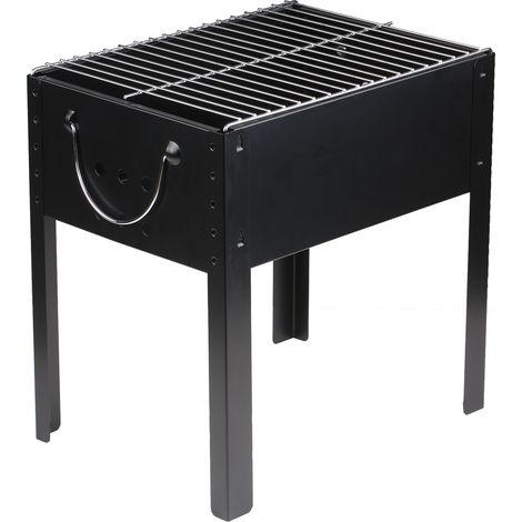 Barbecue à charbon portable en acier inoxydable avec grille de cuisson, idéal pour le camping, les pique-niques en plein air, les voyages et les barbecues de table. (1/3)