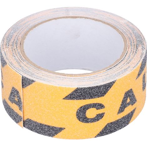 Bande antidérapante imperméable en PVC, pour marches, escaliers et sols extérieurs, noir et jaune. Attention : pour les marches, escaliers et sols extérieurs.