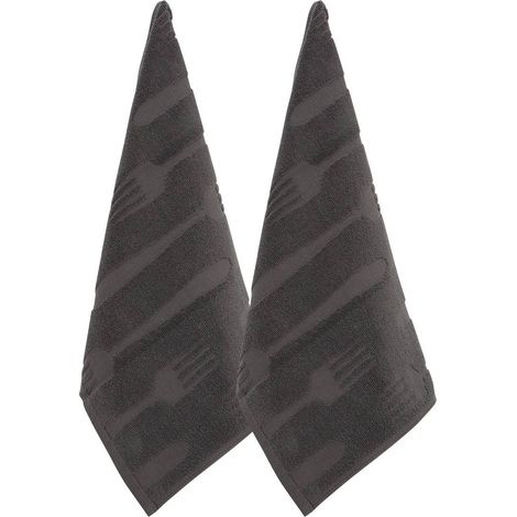 2 strofinacci in spugna 70x45cm grigio - Atmosphera créateur d'intérieur