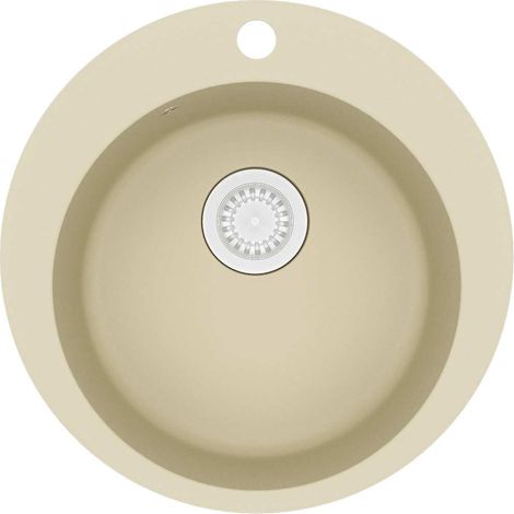 Fregadero de cocina de granito con un seno redondo beige vidaXL (1/5)