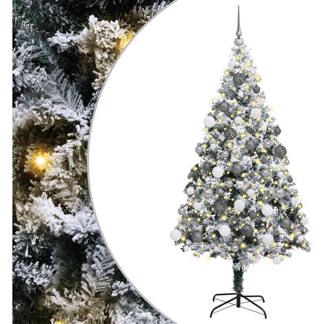 Künstlicher Weihnachtsbaum mit 300 LEDs mit Ständer Weiß 180 cm