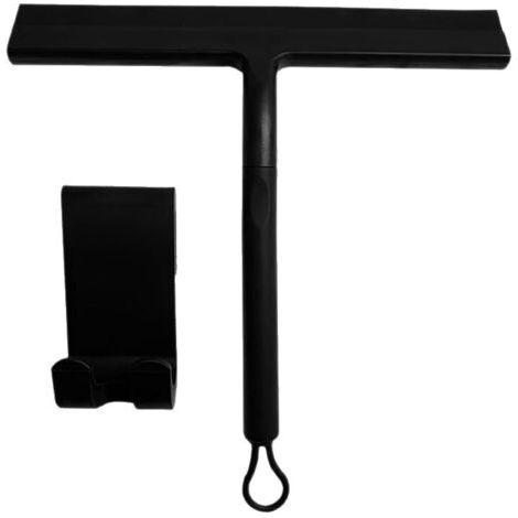 Raclette pour portes de douche en verre, boucle résistante - sans perçage et crochet adhésif, raclette de douche en silicone - noire