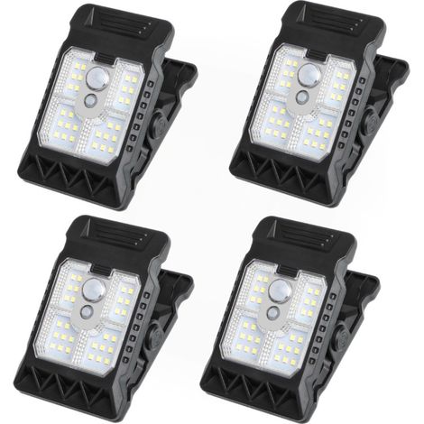 4 Solar-Klemmlichter – 11,2 cm große Solar-Klemmlichter – wasserdichte Lichter mit Bewegungsmelder, perfekt für Zäune, Bäume, Terrassen, Einfahrten