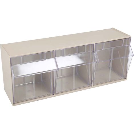Bloc tiroir incliné 3 tiroirs RS PRO en Plastique, 240mm x 600mm x 200mm ( Prix pour 1 )