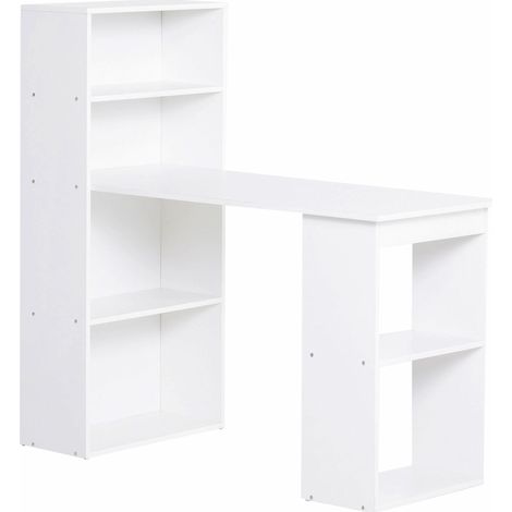 Scrivania con scaffalatura 120 x 55 cm in pannello truciolare bianco MODENUIT (1/5)