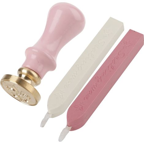 Tampon à cire à cacheter style rétro UE avec manche en bois, cadeau créatif (070049 Rose pâle) (1/5)
