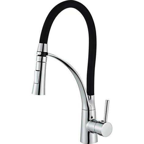 Kitchen electroplated sink faucet, single pipe, hot and cold water dual-use pull-out household sink rotating all-copper faucet -- copper electroplated model