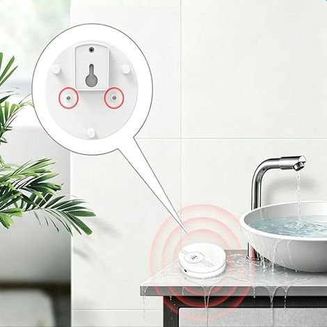 Détecteur de Fuite d'eau 135dB, Alarme d'Inondation Sensible pour Maison, Capteur de Niveau d'eau à Batterie Caves, Salles Bains, Cuisines, Buanderies et Garages (1/2)