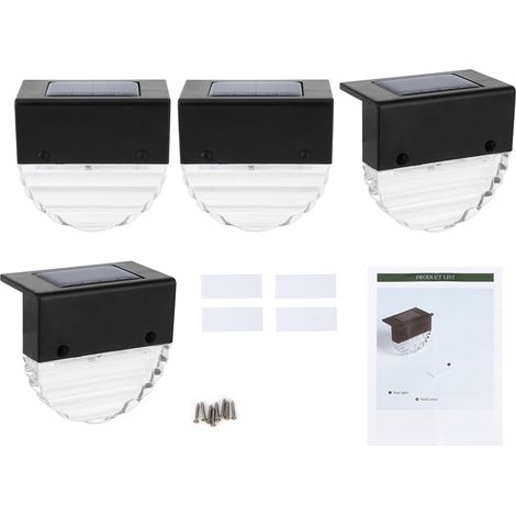 Lot 4 lampes solaires LED étanches colorées pour escalier, jardin, clôture, mode chaud double (1/5)