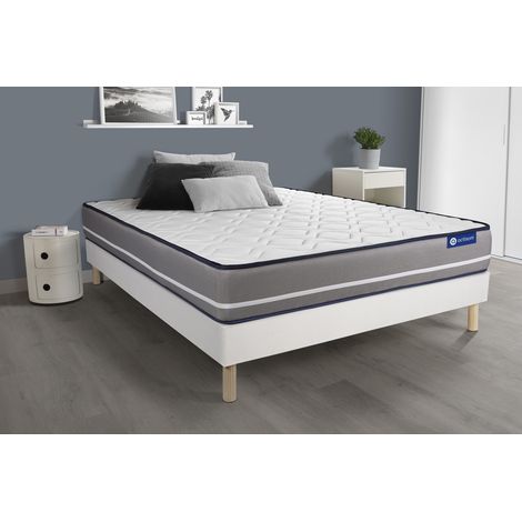 Ensemble matelas Ressorts ensachés ACTIFLEX PUR 160x200cm 3zones de confort + sommier KIT blanc (1/5)