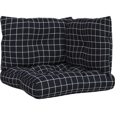 Maison Exclusive - Cuscini per Pallet 3 pz Motivo a Quadri Nero in Tessuto Oxford (1/5)