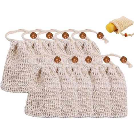 Set di 10 sacchetti per sapone, riutilizzabili e sostenibili per sapone, shampoo e prodotti per la cura della pelle, porta sapone naturale per shampoo e saponette. (1/5)