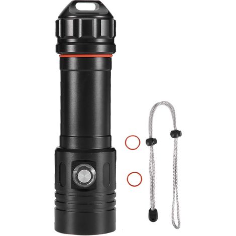 Lampe torche de plongée LED 1200 lumens, ultra-lumineuse, étanche, en aluminium pour l'extérieur. (1/4)