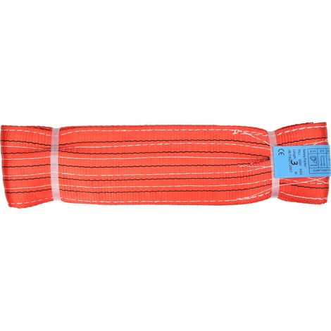 Élingue plate polyester 5T 3 mètres, sangle de levage industrielle à double œil et boucle. (1/5)