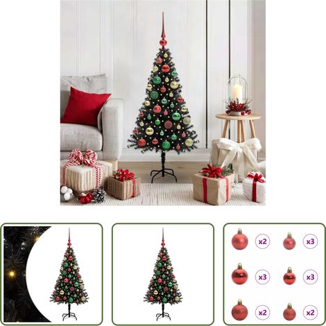 LED-Beleuchtung - Weihnachtsbaum mit 150 LEDs mit Ständer Schwarz 120 cm PVC (1/5)