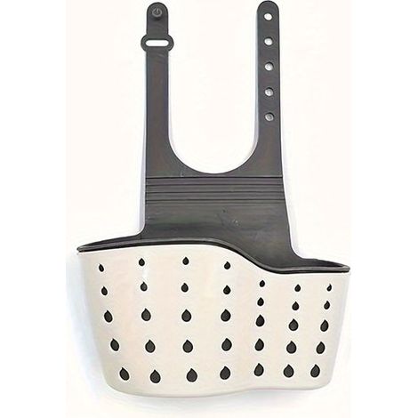Égouttoir suspendu avec support en silicone - Passoire - Panier de rangement pour évier - Panier d'égouttage - Plastique - Beige (1/5)