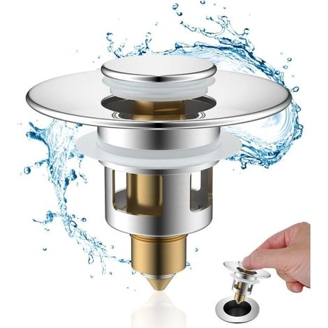 Bonde Lavabo Universel Pop-Up, Bouchon Lavabo Salle de Bain, Bouchon Evier Cuisine (25-46mm), Filtre de Vidange Anti-Bloqué et Anti-Clogging,Flitre Cheveux Anti-Odeur pour Trous de Drainage (1/4)