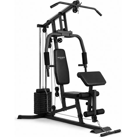 Estación de Musculación Multifunción con Poleas y Banco Ergonómico