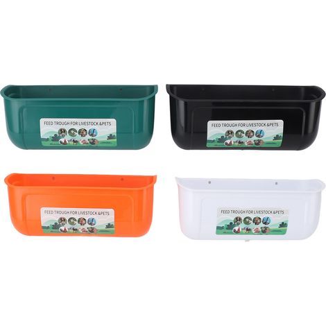 4-piece large capacity feeder with hanging fence, PP plastic, for livestock, goats, and other animals chicken feeder (1/5)