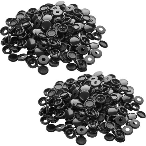 SOTECH Abdeckkappen Ø 13,3 x 3,5 mm für Senkkopf-Schrauben (Panhead-Schrauben mit Flachrundkopf) bis Ø 8,5 mm Kopfdurchmesser, 200 Stück - schwarz
