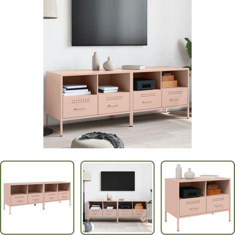 vidaXL Meuble tv rose -  Meubles TV 2 pcs rose 68x39x50,5 cm acier (1/5)