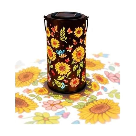 BelleRise - Lampe solaire tournesol colorée pour jardin, étanche, lanterne suspendue à énergie solaire pour terrasse, cour ou allée. (1/5)