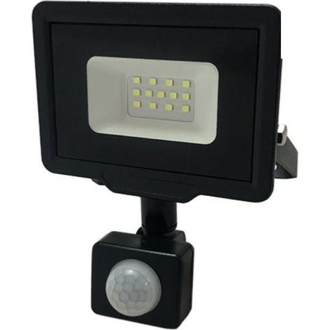 Projecteur LED 10W IP65 avec Détecteur de Mouvement - Blanc Neutre / Noir - (1/4)