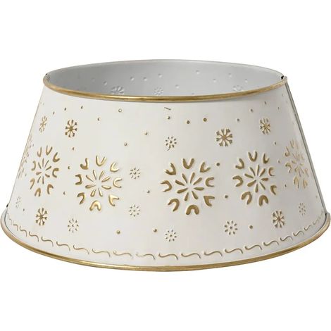 Copribase per albero di Natale in ferro bianco e oro Ø70 × H27 cm (1/4)