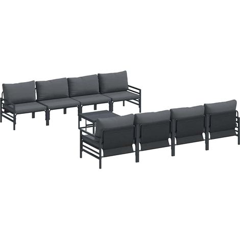 Maison Exclusive - Conjunto de sofás de jardín 9 uds. Negro Acero (1/5)