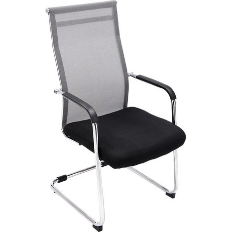 Sedia visitatore poltrona da ufficio con braccioli grigi gambe cromate BUR10145