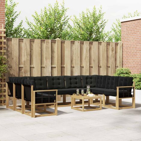 vidaXL Ensemble de canapés d'extérieur 10 pcs Blanc et noir (1/5)