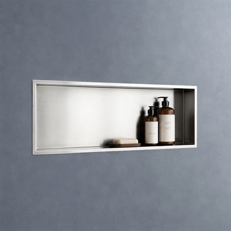 doporro Niche de Douche à Carreler Argent 30x90cm Étagère Murale à Encastrer en Acier Inoxydable